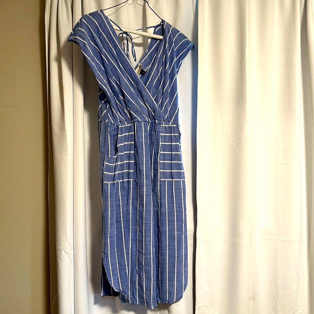 Blue stripe linen dress